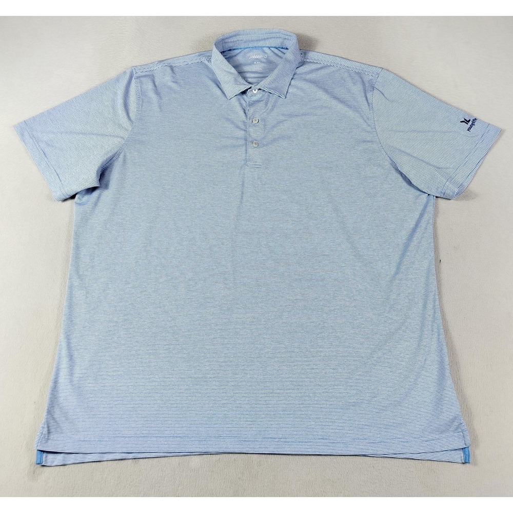 Johnnie-O Polo Shirt Mens 2XL Blue Stripe Young Life Lyndon Golf Stretch Tech